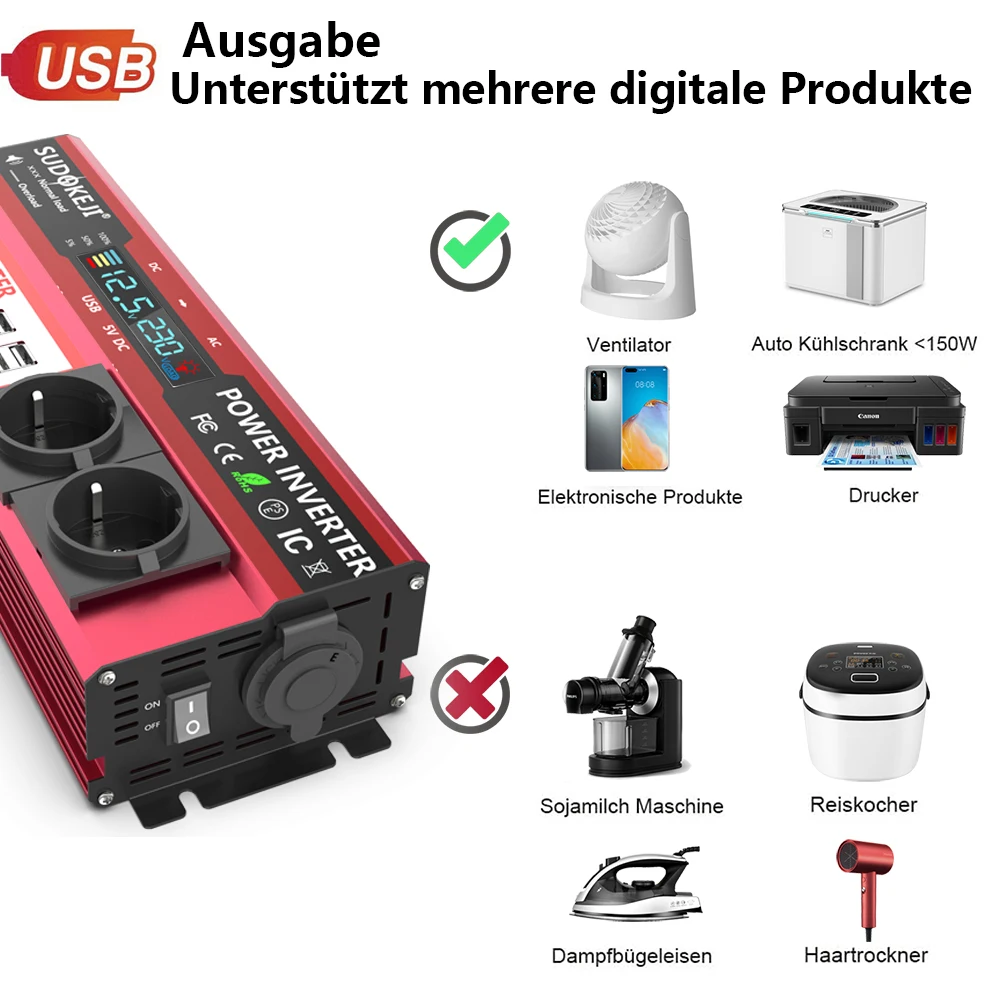 12V'tan 220V'a 4000W Tepe Güçl - Power Inverter 12V 220V 4000W Continuous incelemesi ve fiyatı